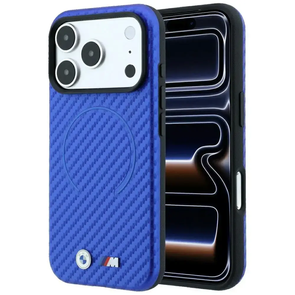 BMW M Carbon Printed Ring чехол с подставкой и поддержкой MagSafe для телефона iPhone 17 Pro Max | iPhone 18 Pro Max синий
