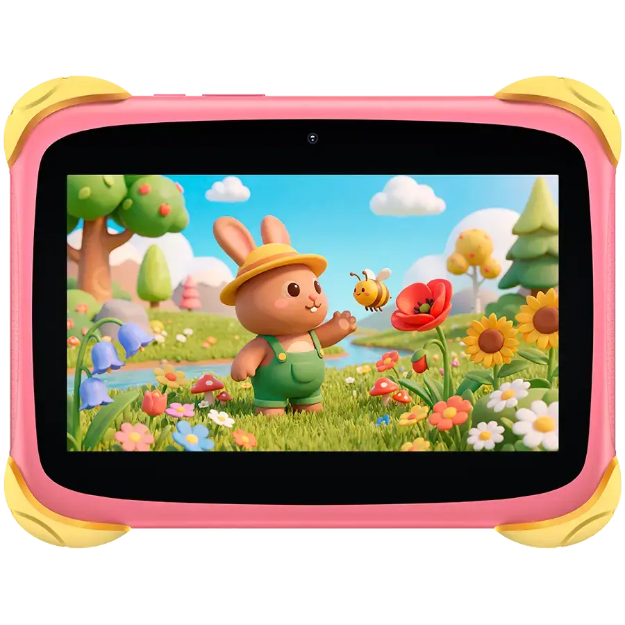 Blackview Link 1 Kids Mini WiFi6 7-inch 1024x600 HD+ 60Hz RK3562 2.0Hz 3GB+32GB 3000mAh Cam 2MP 5MP Stylus glass protector Handle Stand design Android 16 Sweet Pink