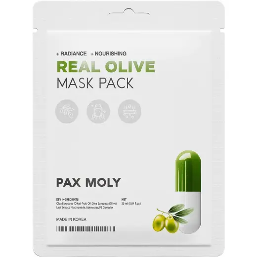 PaxMoly, Real Olive, Radiance, Sheet Mask, For Face, 25 ml