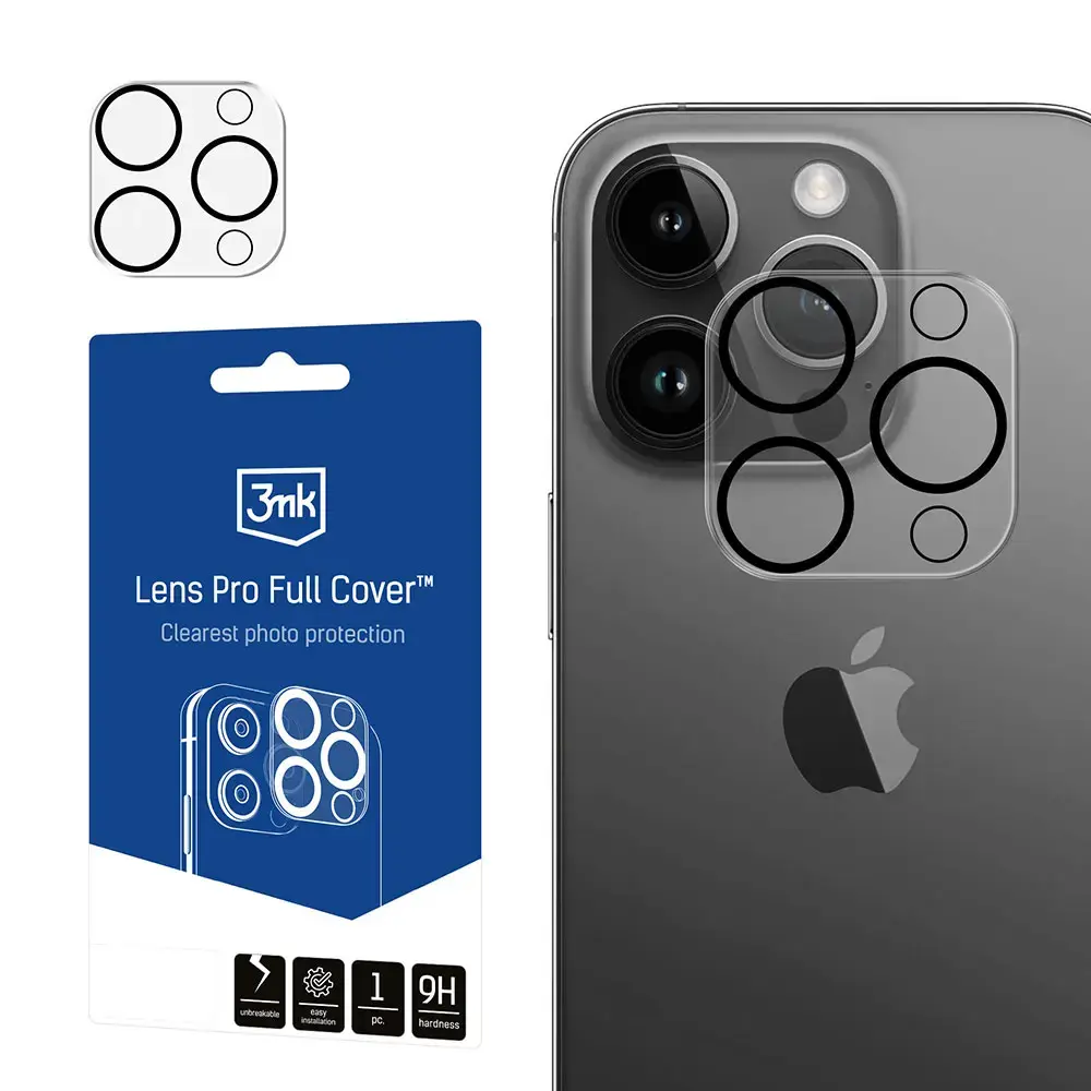 3mk Lens Pro Full Cover kaamera kaitseklaas telefonile iPhone 15 Pro | iPhone 15 Pro Max
