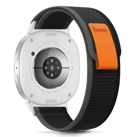 Tech-Protect Nylon Stripe nutikella rihm Samsung Galaxy Watch 8/Classic (40/44/46 mm) jaoks | nailonist | must/oranž