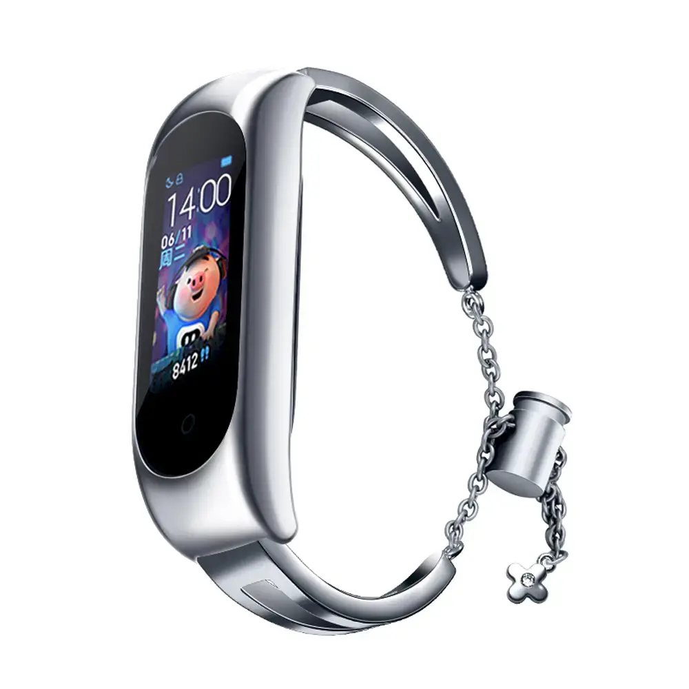 Fusion Accessories Metal Bracelet nutikella rihm Xiaomi Mi Band 3/4/5/6 jaoks | roostevaba teras | hõbedane