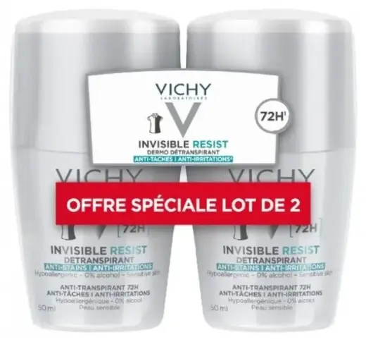 Vichy Invisible Resist Breathable Anti Irritation Deodorant 72h 2x50ml