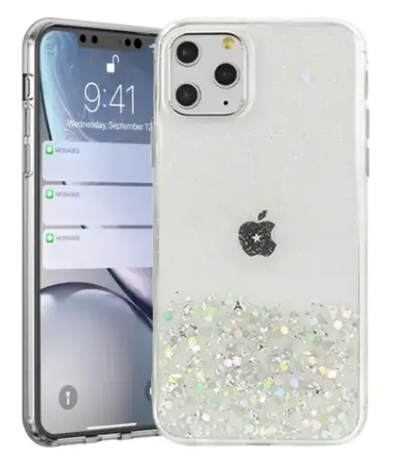 Fusion glue glitter telefono dėklas iPhone 13 Pro Max skaidrus