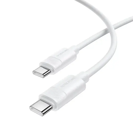 Borofone BX123 Leya datu pārraides un uzlādes vads | USB-C uz USB-C | PD | 60W | 1m | balts