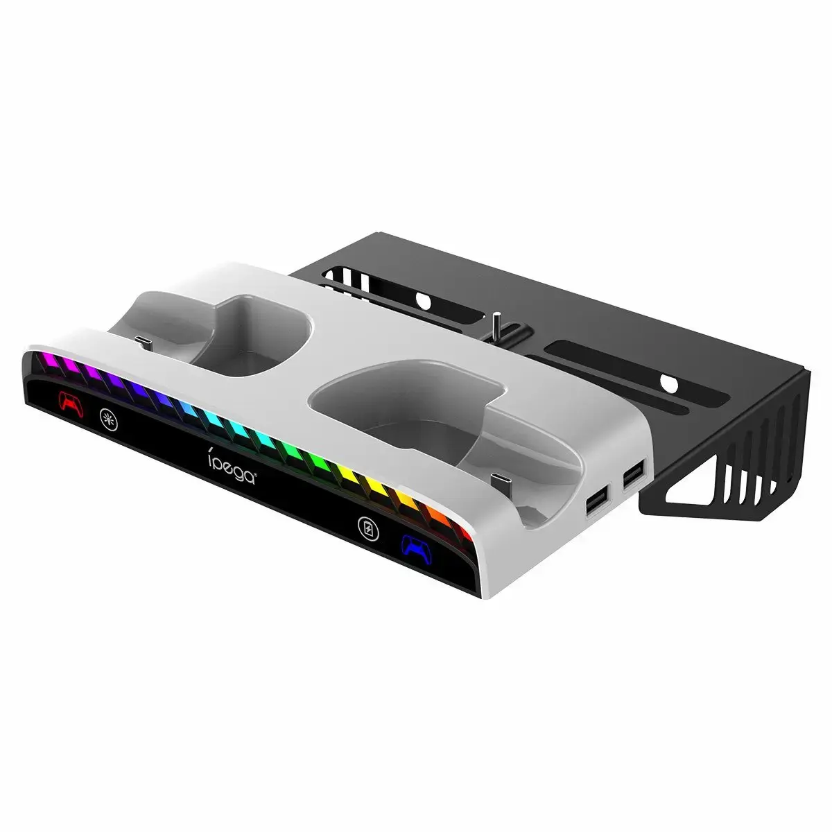 iPega P5S011 Wall Mount Stand for PS5/PS5 Slim/PS5 Pro with Dual Charger Dock for PS5 Controller