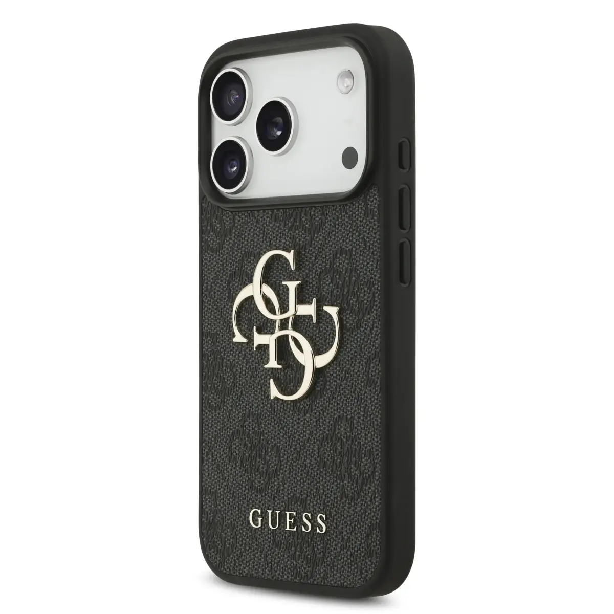 Guess PU 4G Metal Logo maciņš telefonam iPhone 18 Pro pelēks