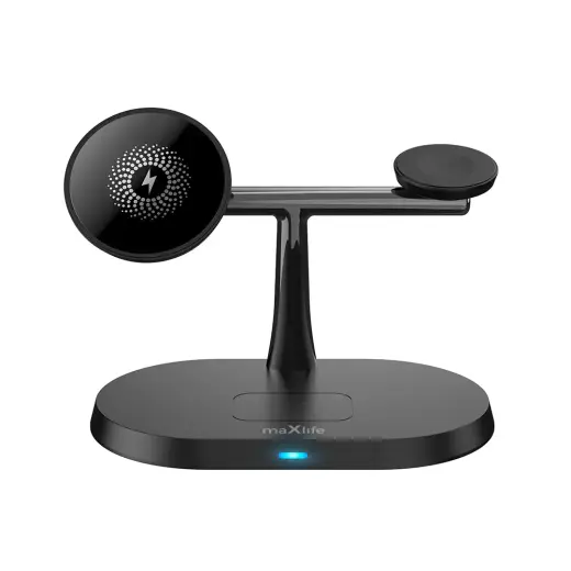 Maxlife MXWC-03 3-in-1 bezvadu lādētājs | Qi | 15W | melns