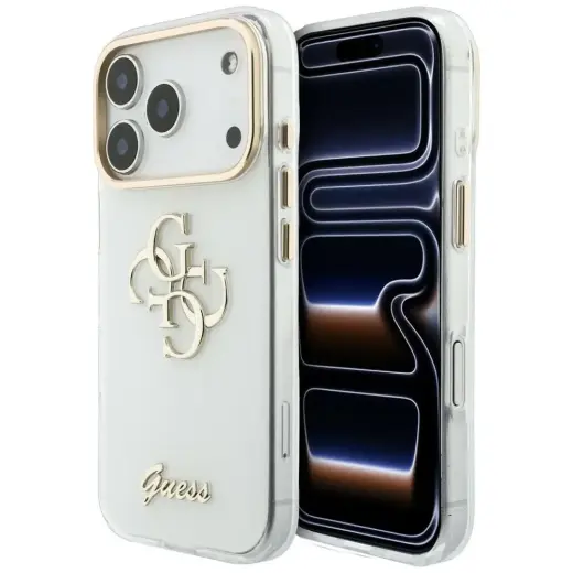 Etui Guess IML 4G Script Metal for iPhone 18 Pro / iPhone 17 Pro white