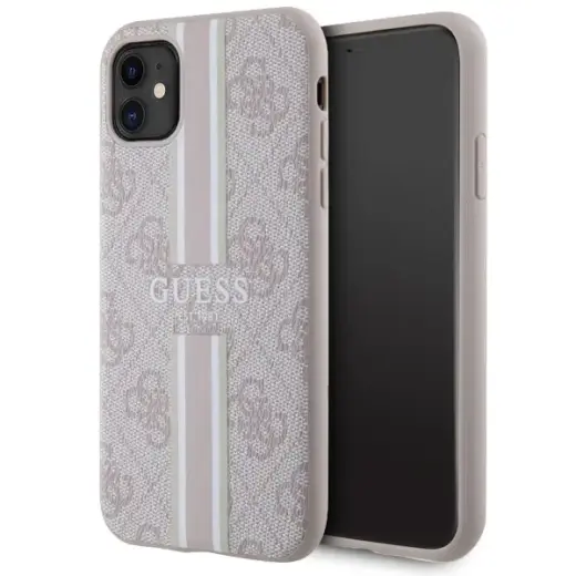 Guess GUHMN61P4RPSP 4G Printed Stripes maciņš ar MagSafe atbalstu telefonam iPhone 11 | iPhone XR rozā