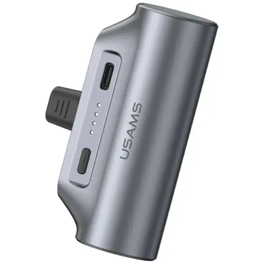 USAMS PB79 Mini Tail Plug Portable ārējais akumulators (powerbank) | 3000 mAh | USB-C | pelēks