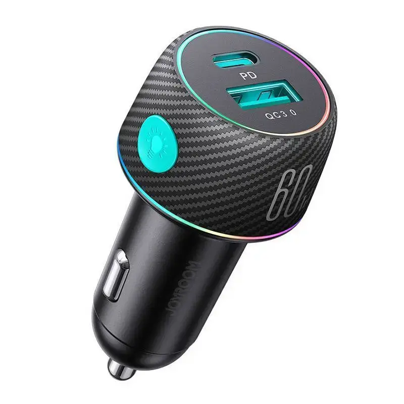 Joyroom CCN01 car charger | 60W | PD, QC | USB-C, USB-A | black
