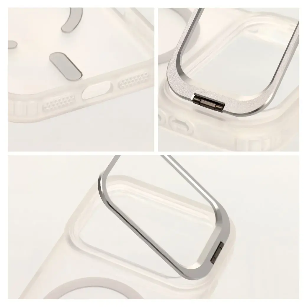 Forcell F-Protect Shadow Stand Premium telefono dėklas su stovu ir MagSafe palaikymu iPhone 17 Pro Max | iPhone 18 Pro Max sidabrinis
