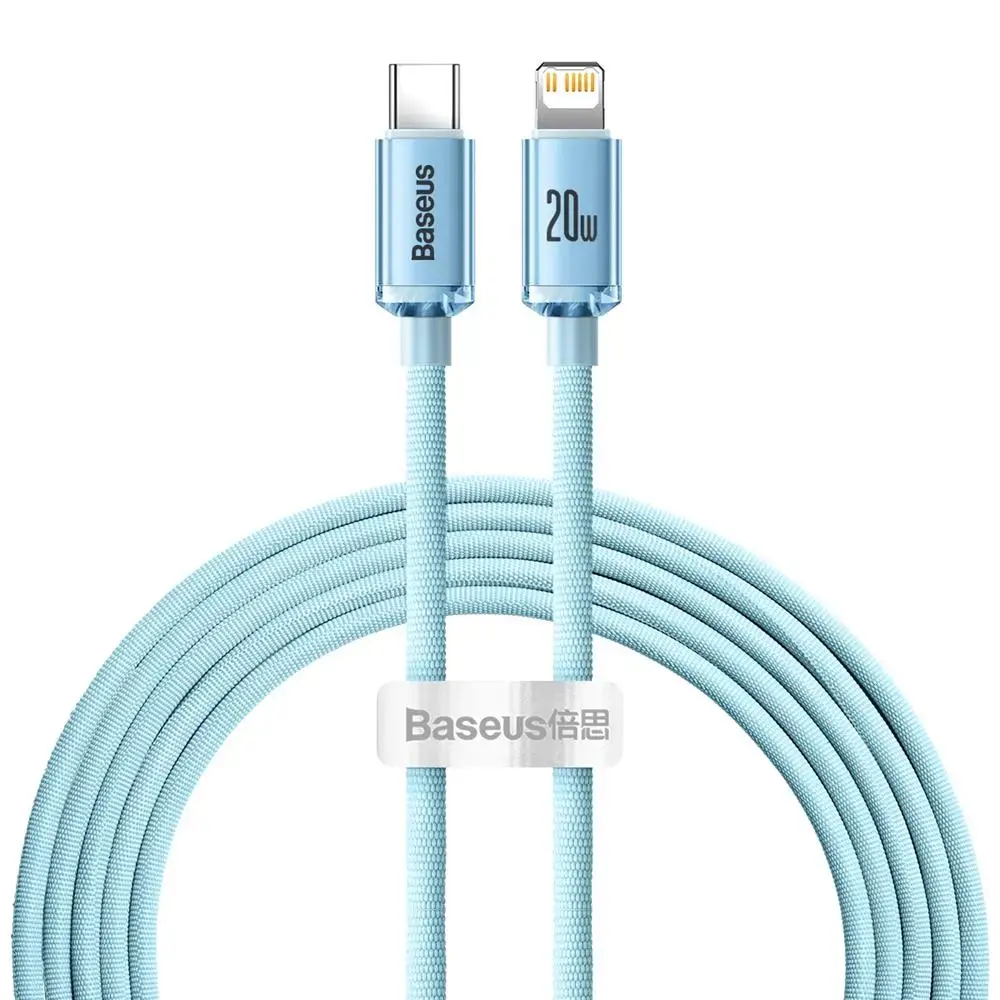 Baseus Crystal Shine data transfer and charging cable | USB-C to Lightning | 20W | 2m | blue