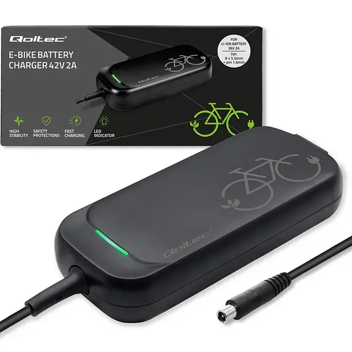 Qoltec 50334 kiirlaadija elektrirattale, elektritõukerattale XIAOMI 36V | 42V | 2A | 8.0*8.0mm | veekindel + toitekaabel