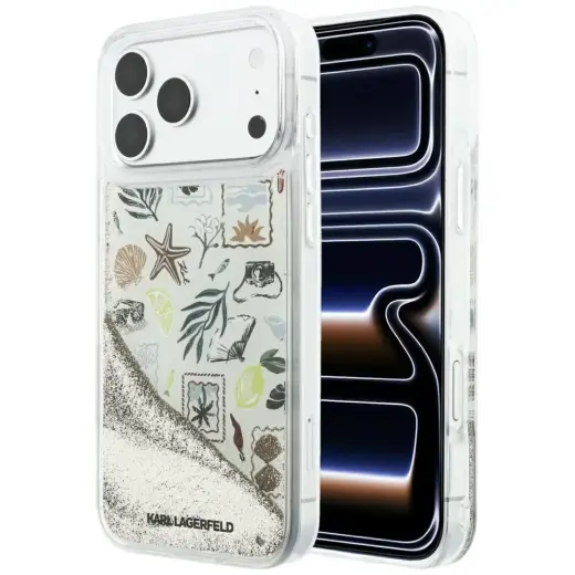 Case Karl Lagerfeld Liquid Glitter Beach & Sand for iPhone 18 Pro Max / iPhone 17 Pro Max beige