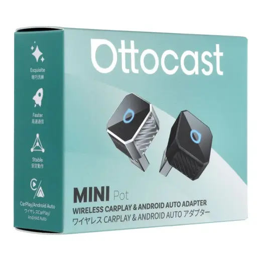 Juhtmevaba autoadapter (CarPlay, Android Auto) OTTOCAST Mini Cube T3 hõbedane