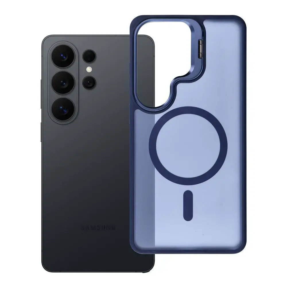 Forcell F-Protect Shadow Stand Premium telefono dėklas su stovu ir MagSafe palaikymu Samsung Galaxy S26 Ultra (S948) tamsiai mėlynas