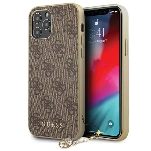 Guess 4G Charms maciņš telefonam iPhone 12 | iPhone 12 Pro brūns
