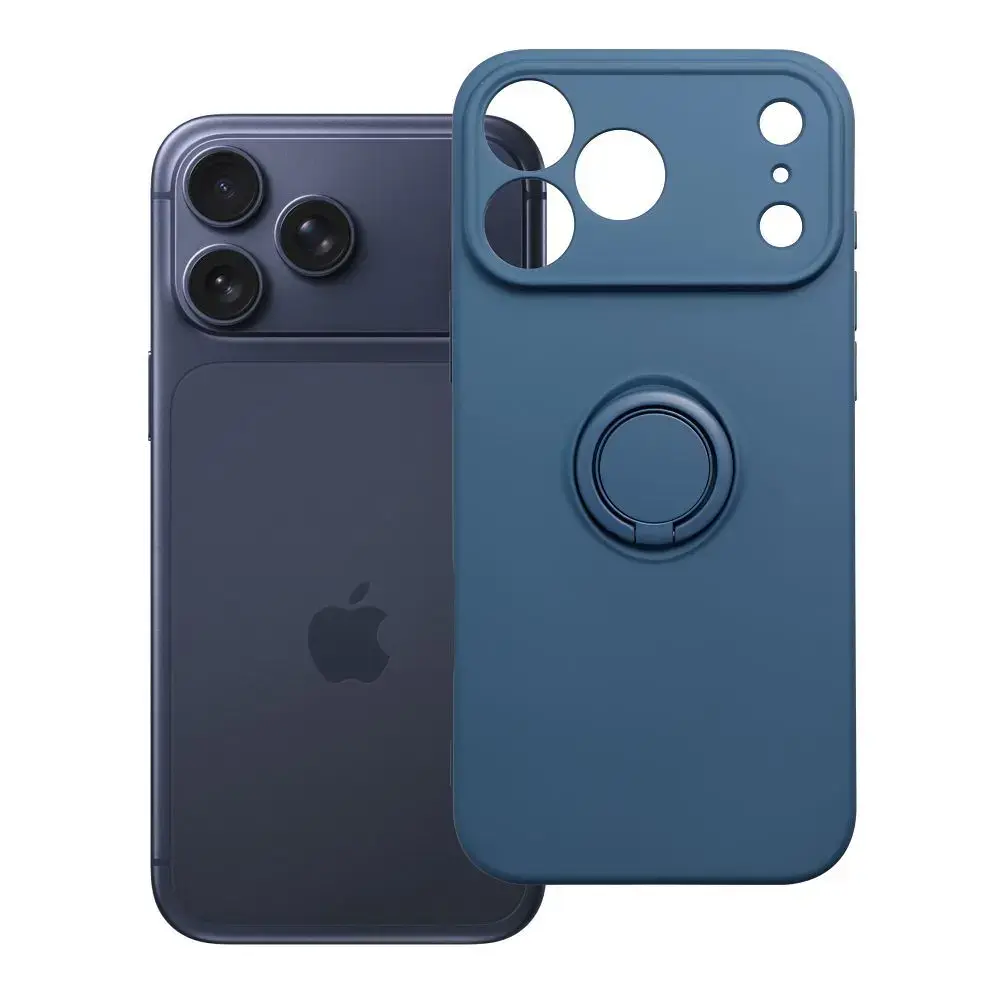 Silicone Ring telefono dėklas su stovu iPhone 17 Pro Max | iPhone 18 Pro Max tamsiai mėlynas