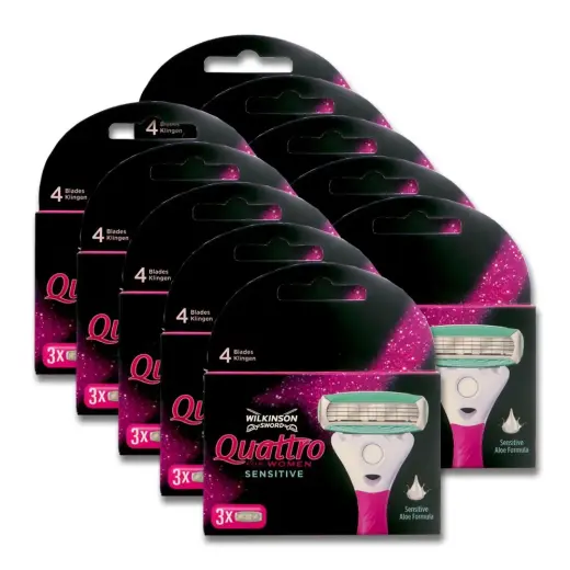 Wilkinson Sword Quattro for Women Sensitive Blades - 3 Pack in Black