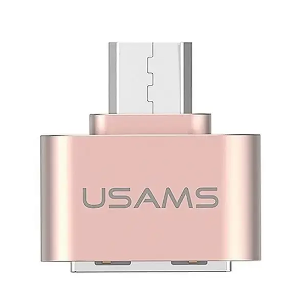 USAMS Adapter micro USB - USB OTG 2.0różowo-złoty/rose gold OTG02 (US-SJ009)