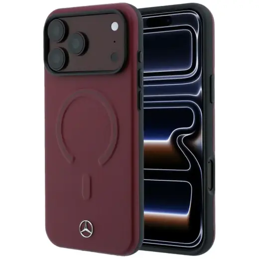 Mercedes Leather 3D чехол с поддержкой MagSafe для телефона iPhone 17 Pro Max тёмно-синий