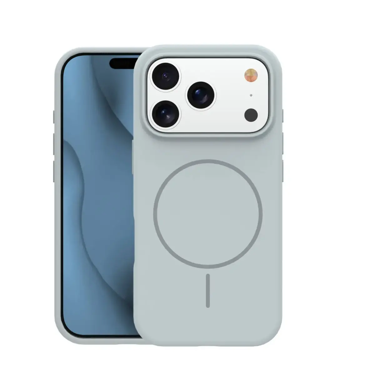 Silicone Thin Mag telefono dėklas su MagSafe palaikymu iPhone 17 Pro | iPhone 18 Pro sidabrinis