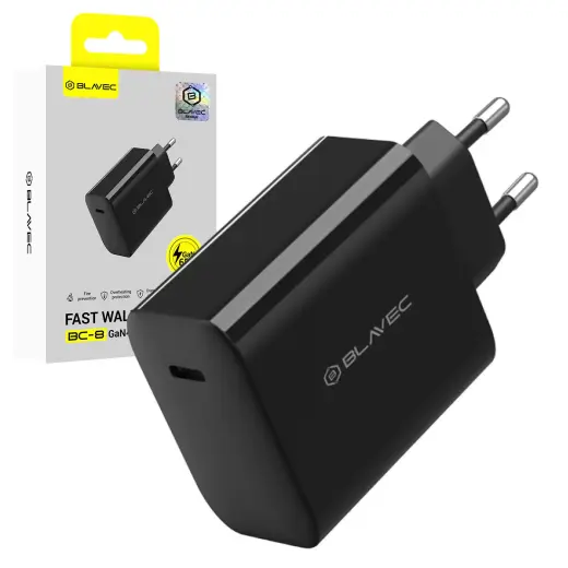 Зарядное устройство Blavec BC-8 | 65W | PD, QC, GaN | USB-C | чёрное