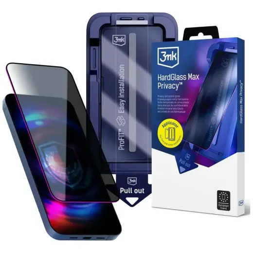 3MK HardGlass Max Privacy aizsargplēve telefona ekrānam iPhone 17 Pro (privātuma efekts) ar uzstādīšanas rāmi