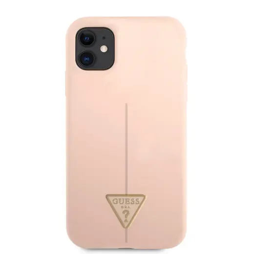 Guess Silicone Line Triangle maciņš telefonam iPhone 11 rozā