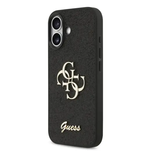 Guess PU Fixed Glitter 4G Metal Logo Case for iPhone 17 Black