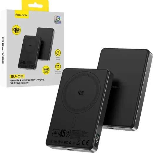 Blavec BJ-05 Ultra Fast 16mm väline akupank (powerbank) | 10 000 mAh | 45W | PD | USB-C, MagSafe | must