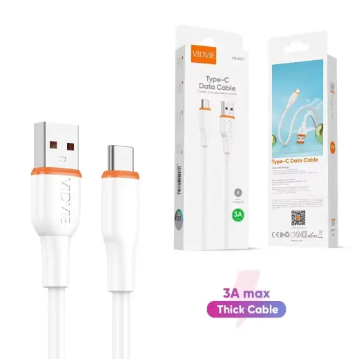 Vidvie CB4031 datu pārraides un uzlādes vads | USB-A uz USB-C | 15W | 1m | balts