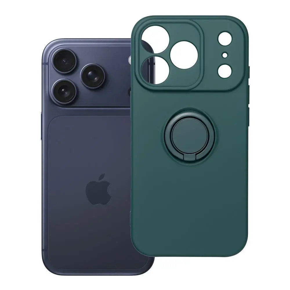 Silicone ring telefono dėklas su stovu iPhone 17 Pro | iPhone 18 Pro žalias