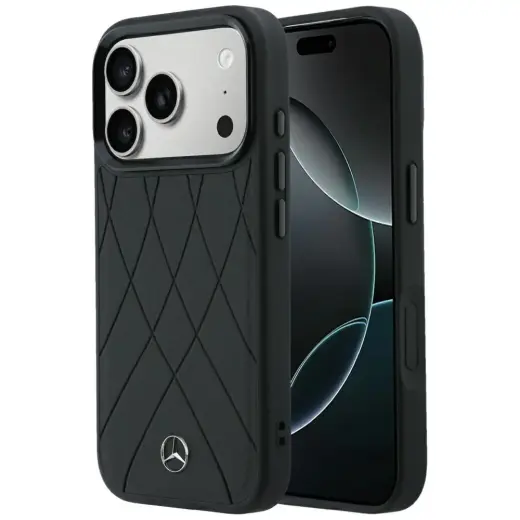 Case Mercedes Leather Crossed Lines      MagSafe for iPhone 18 Pro /17 Pro black