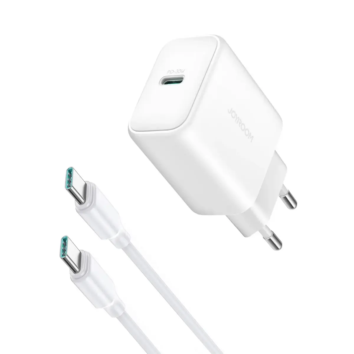Joyroom JR-TCF24 tīkla lādētājs | 30W | PD, QC, PPS | USB-C | ar USB-C uz USB-C vadu komplektā | balts