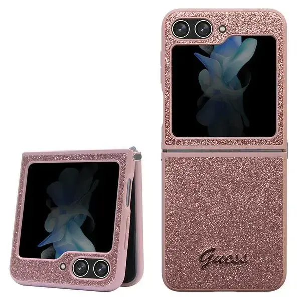 Guess Glitter Script telefoni ümbris Samsung Galaxy Z Flip 5 (F731) roosa