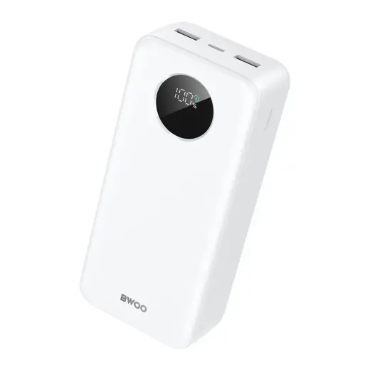 BWOO väline akupank (powerbank) | 30 000 mAh | 22.5W | LED ekraan | valge