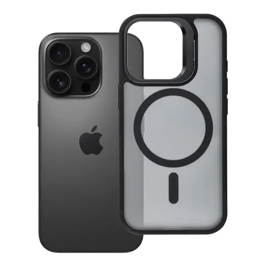 Forcell F-Protect Shadow Stand Premium telefono dėklas su stovu ir MagSafe palaikymu iPhone 16 Pro juodas