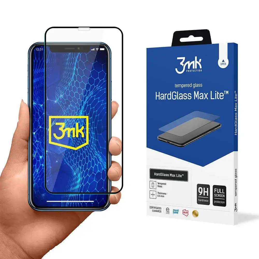 3mk HardGlass Max Lite grūdintas stiklas telefonui iPhone 11 juodas