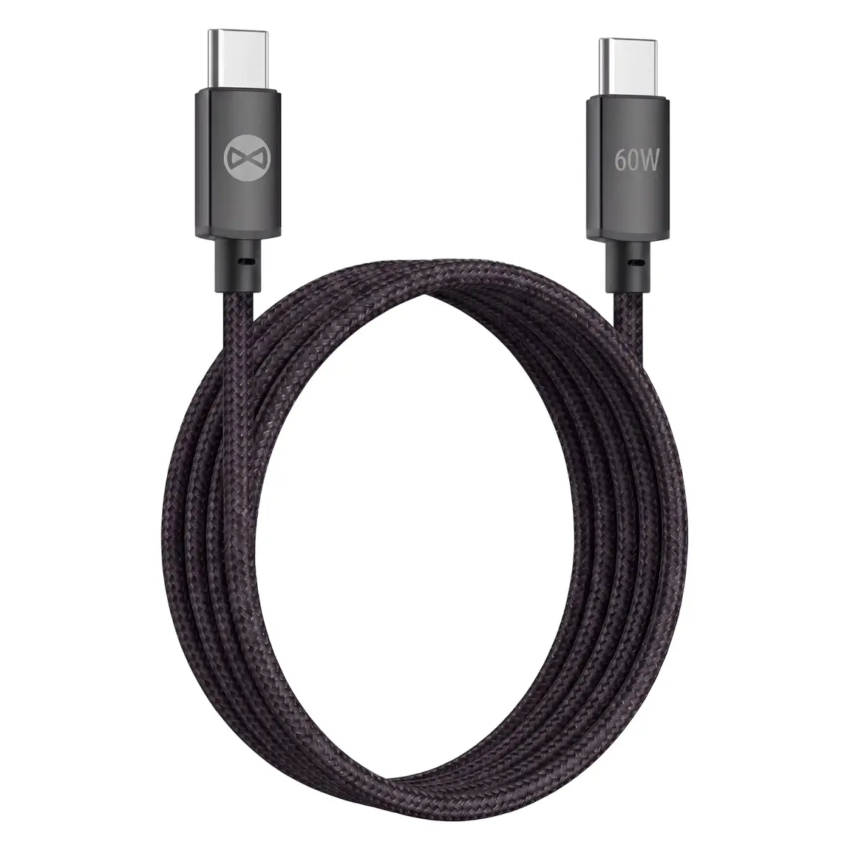 Forever Vibe datu pārraides un uzlādes vads | USB-C uz USB-C | 60W | 1m | pelēks