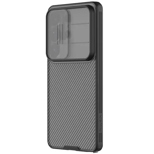 Nillkin CamShield PRO telefono dėklas su stovu Samsung Galaxy S26 Ultra skaidrus juodas (su kameros apsauga)