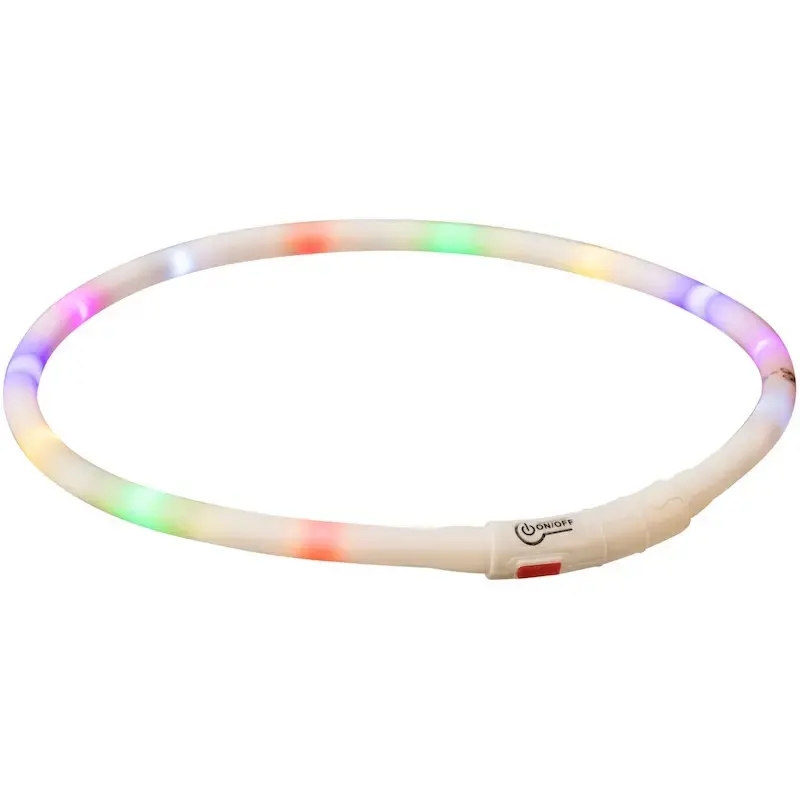 Mirgojoša kaklasiksna suņiem – Trixie Flash light ring USB, silicone, XS–XL: 70 cm/ø 10 mm
