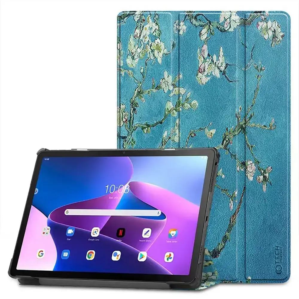Tech-Protect SmartCase case for Lenovo Tab M10 Plus (3rd gen.) 10.6" TB-125 | TB-128 - blue with sakura flowers