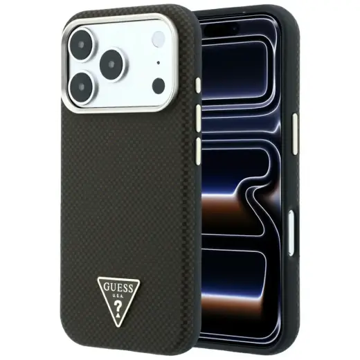 Guess Kevlar Triangle Logo maciņš ar MagSafe atbalstu telefonam iPhone 18 Pro | iPhone 17 Pro brūns