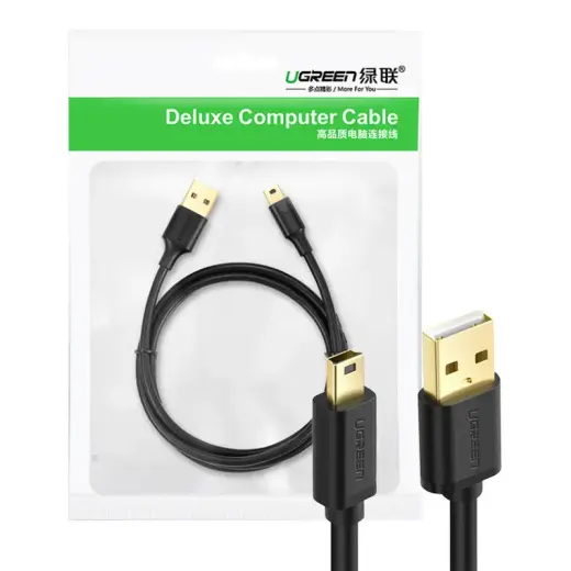 Ugreen 10355B datu pārraides un uzlādes vads | USB-A uz Mini USB | 1m | melns