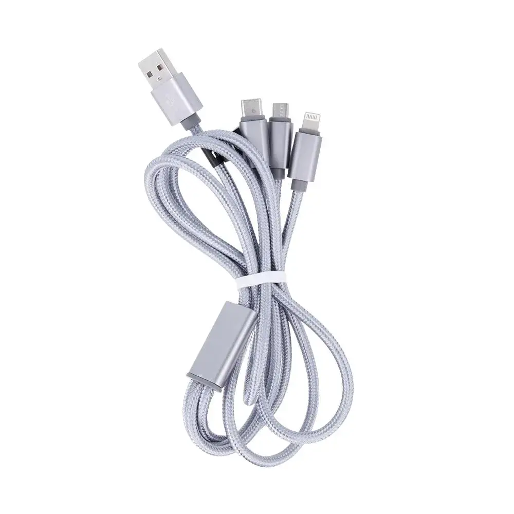 Maxlife 3-in-1 провод для передачи данных и зарядки | USB-A на Lightning, USB-C, Micro USB | 10.5W | 1m | серый