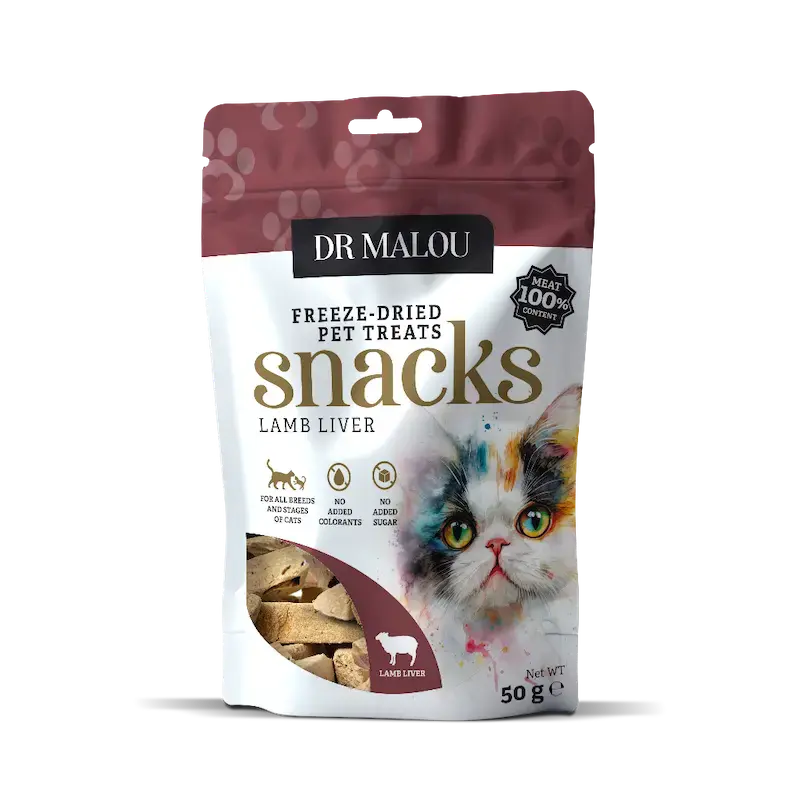 Gardumi kaķiem - DR Malou, Treats for cats 100% freeze-dried lamb liver 50g