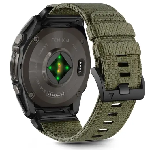 Tech-Protect Nylon Classic viedpulksteņa siksniņa priekš Garmin Fenix 5X/5X Plus/6X/6X Pro/7X/8 (51 mm) | neilons | zaļa
